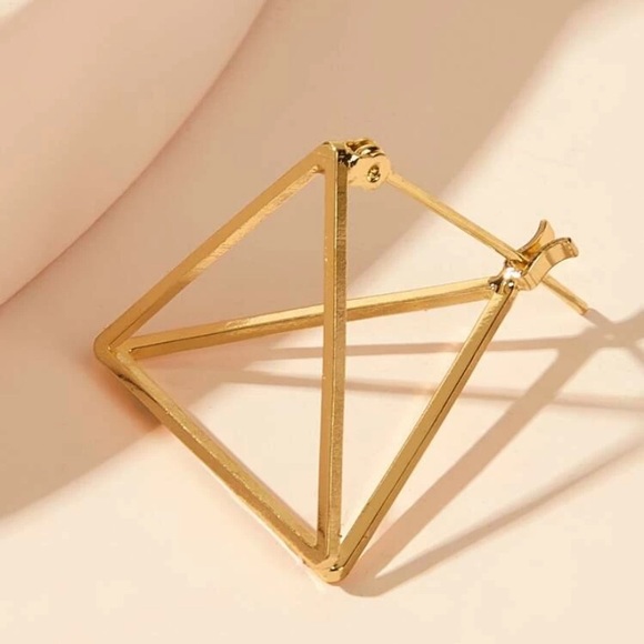Gold Geo Triangle Earrings - Picture 6 of 6